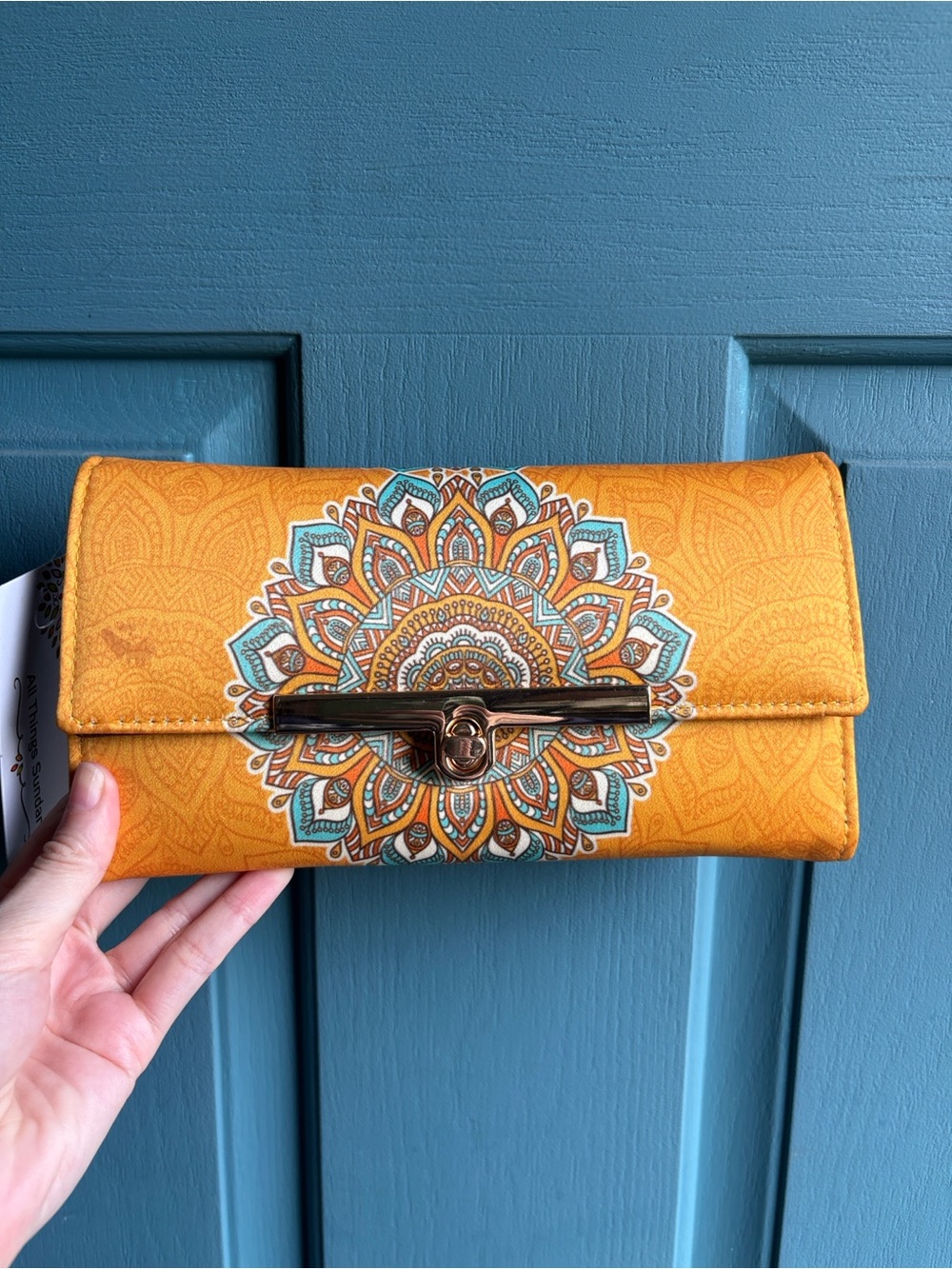 Mandala Wallet and/or Clutch with Gold Accent